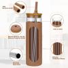 imageTronco 20oz Glass Tumbler with Bamboo Lid and Straw Glass Cup For BobaIced CoffeeSmoothie Spill Proof Glass Water Bottle With Silicone Protective Sleeve Dishwasher SafeBPA FreeCoffee