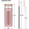 imageTronco 20oz Glass Tumbler with Bamboo Lid and Straw Glass Cup For BobaIced CoffeeSmoothie Spill Proof Glass Water Bottle With Silicone Protective Sleeve Dishwasher SafeBPA FreePink