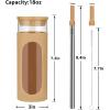 imageTronco 20oz Glass Tumbler with Bamboo Lid and Straw Glass Cup For BobaIced CoffeeSmoothie Spill Proof Glass Water Bottle With Silicone Protective Sleeve Dishwasher SafeBPA FreeAmber
