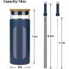 imageTronco 20oz Glass Tumbler with Bamboo Lid and Straw Glass Cup For BobaIced CoffeeSmoothie Spill Proof Glass Water Bottle With Silicone Protective Sleeve Dishwasher SafeBPA FreeDenim Blue