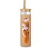 imageTronco 20oz Glass Tumbler with Bamboo Lid and Straw Glass Cup For BobaIced CoffeeSmoothie Spill Proof Glass Water Bottle With Silicone Protective Sleeve Dishwasher SafeBPA FreeAmber