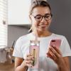 imageTronco 20oz Glass Tumbler with Bamboo Lid and Straw Glass Cup For BobaIced CoffeeSmoothie Spill Proof Glass Water Bottle With Silicone Protective Sleeve Dishwasher SafeBPA FreeAmber