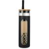imageTronco 20oz Glass Tumbler with Bamboo Lid and Straw Glass Cup For BobaIced CoffeeSmoothie Spill Proof Glass Water Bottle With Silicone Protective Sleeve Dishwasher SafeBPA FreeBlack
