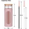 imageTronco 20oz Glass Tumbler with Bamboo Lid and Straw Glass Cup For BobaIced CoffeeSmoothie Spill Proof Glass Water Bottle With Silicone Protective Sleeve Dishwasher SafeBPA FreePinkPurple