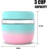 imageTronco 16 oz Glass Lunch Bowl Container with Lid Glass Food Storage Containers Leak ampamp Spill Proof Soup ampamp Stew Food Storage Meal Prep Airtight Microwave Safe BPAFree  Ideal Gifts Set of 1Blue Sky