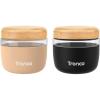 imageTronco 16 oz Glass Lunch Bowl Container with Lid Glass Food Storage Containers Leak ampamp Spill Proof Soup ampamp Stew Food Storage Meal Prep Airtight Microwave Safe BPAFree  Ideal Gifts Set of 1AmberBlackBamboo Lid