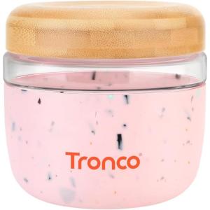 imageTronco 16 oz Glass Lunch Bowl Container with Lid Glass Food Storage Containers Leak ampamp Spill Proof Soup ampamp Stew Food Storage Meal Prep Airtight Microwave Safe BPAFree  Ideal Gifts Set of 1Terrazzo PinkBamboo Lid