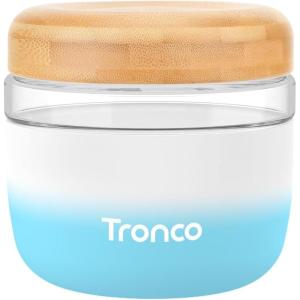 imageTronco 16 oz Glass Lunch Bowl Container with Lid Glass Food Storage Containers Leak ampamp Spill Proof Soup ampamp Stew Food Storage Meal Prep Airtight Microwave Safe BPAFree  Ideal Gifts Set of 1Blue SkyBamboo Lid