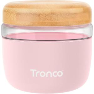 imageTronco 16 oz Glass Lunch Bowl Container with Lid Glass Food Storage Containers Leak ampamp Spill Proof Soup ampamp Stew Food Storage Meal Prep Airtight Microwave Safe BPAFree  Ideal Gifts Set of 1PinkBamboo Lid