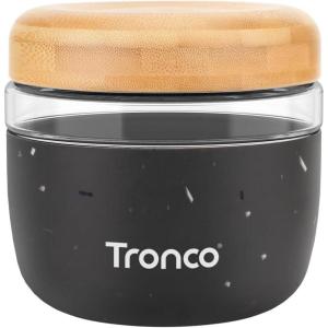 imageTronco 24 oz Glass Container with Bamboo Lids Food Storage Bowls for Soup Stew ampamp Overnight Oats Meal Prep Glass Lunch Bowl Container 100 Leak ampamp Spill Proof Airtight BPAFree Ideal Gifts AmberTerrazzo CharcoalBamboo Lid