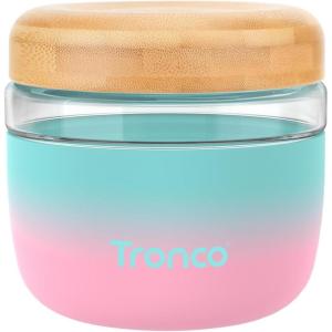 imageTronco 24 oz Glass Container with Bamboo Lids Food Storage Bowls for Soup Stew ampamp Overnight Oats Meal Prep Glass Lunch Bowl Container 100 Leak ampamp Spill Proof Airtight BPAFree Ideal Gifts AmberBubblegumBamboo Lid