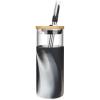 imageTronco 20oz Glass Tumbler with Bamboo Lid and StrawIced Coffee Cup ReusableSmoothie Cup Spill Proof Glass Water Bottle With Silicone Protective Sleeve BPA FreeBlack Grey Rainbow