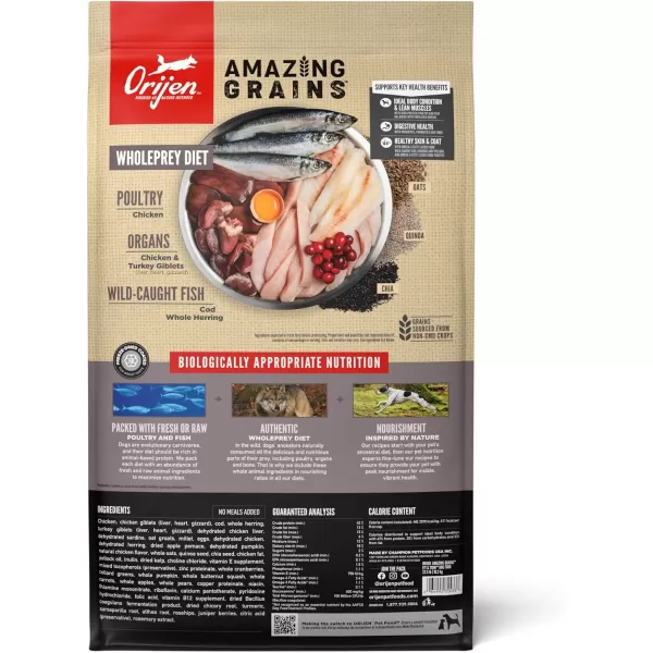 ORIJEN AMAZING GRAINS Puppy Large Dry Dog Food High Protein Dog Food for Large and Giant Puppy Breeds Fresh or Raw Ingredients 225lbFit  Trim