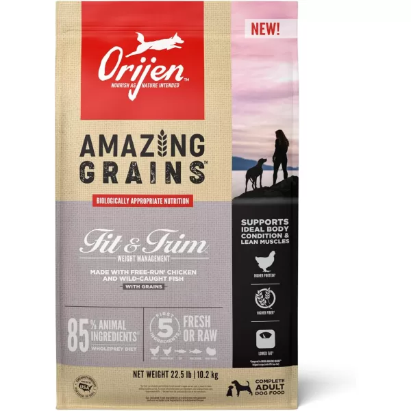ORIJEN AMAZING GRAINS Puppy Large Dry Dog Food High Protein Dog Food for Large and Giant Puppy Breeds Fresh or Raw Ingredients 225lbFit  Trim
