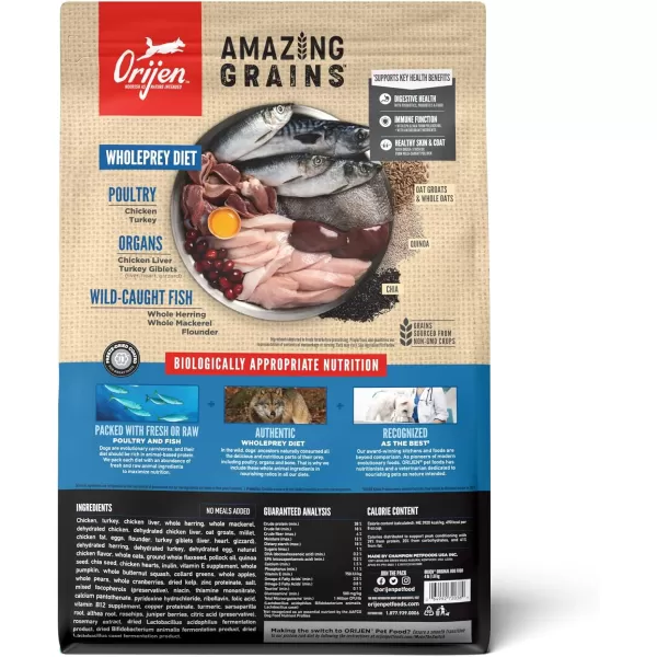 ORIJEN AMAZING GRAINS Puppy Large Dry Dog Food High Protein Dog Food for Large and Giant Puppy Breeds Fresh or Raw Ingredients 225lbOriginal