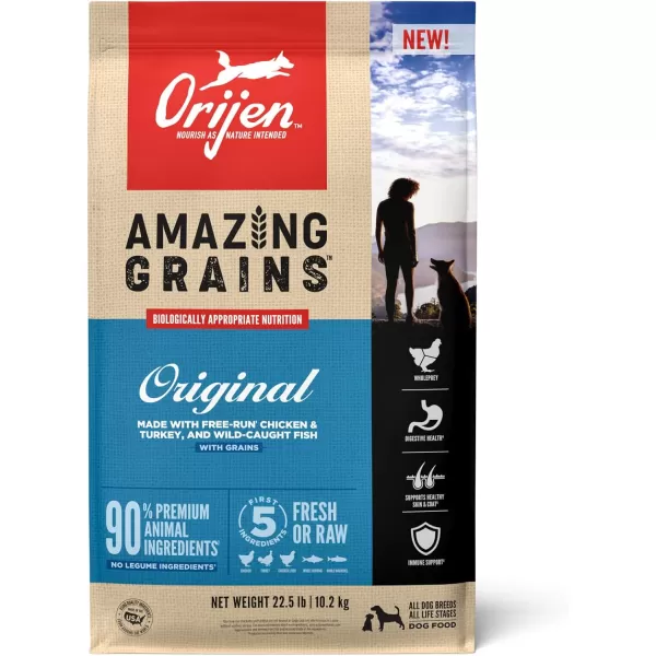 ORIJEN AMAZING GRAINS Puppy Large Dry Dog Food High Protein Dog Food for Large and Giant Puppy Breeds Fresh or Raw Ingredients 225lbOriginal