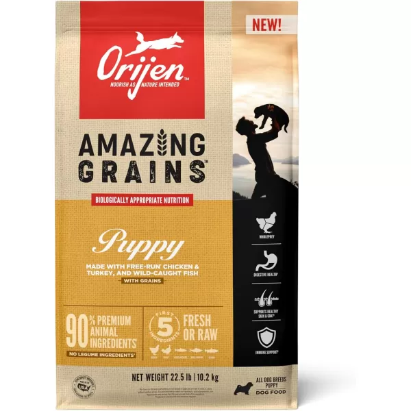 ORIJEN AMAZING GRAINS Puppy Large Dry Dog Food High Protein Dog Food for Large and Giant Puppy Breeds Fresh or Raw Ingredients 225lbPuppy