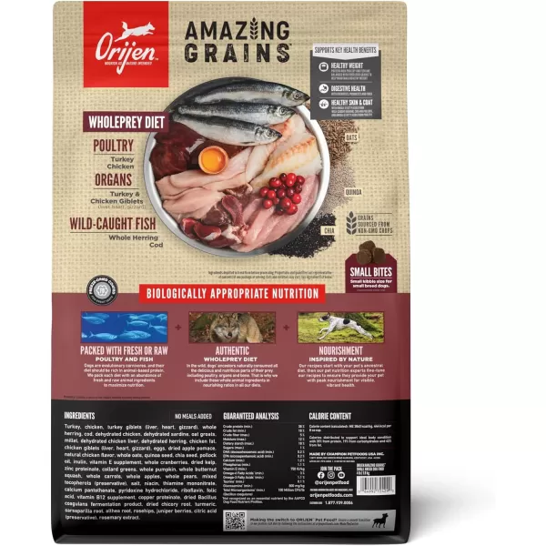 ORIJEN AMAZING GRAINS Puppy Large Dry Dog Food High Protein Dog Food for Large and Giant Puppy Breeds Fresh or Raw Ingredients 225lbSmall Breed