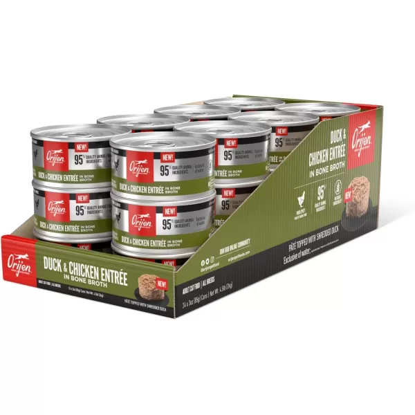 ORIJEN Adult REGIONAL RED Entree in Bone Broth Wet Cat Food Fresh and Raw Animal Ingredients 3 oz Case of 24Duck  Chicken