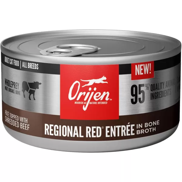 ORIJEN Adult REGIONAL RED Entree in Bone Broth Wet Cat Food Fresh and Raw Animal Ingredients 3 oz Case of 24Regional Red