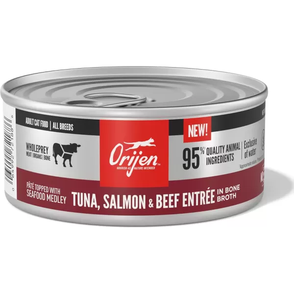 ORIJEN Adult REGIONAL RED Entree in Bone Broth Wet Cat Food Fresh and Raw Animal Ingredients 3 oz Case of 24Tuna  Salmon  Beef