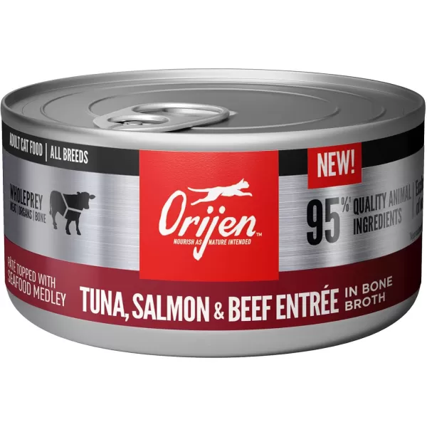 ORIJEN Adult REGIONAL RED Entree in Bone Broth Wet Cat Food Fresh and Raw Animal Ingredients 3 oz Case of 24Tuna  Salmon  Beef