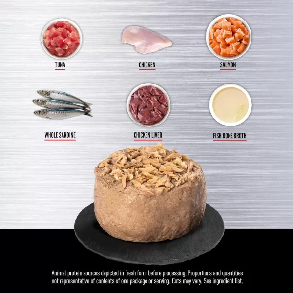 ORIJEN Adult REGIONAL RED Entree in Bone Broth Wet Cat Food Fresh and Raw Animal Ingredients 3 oz Case of 24Tuna  Salmon  Beef