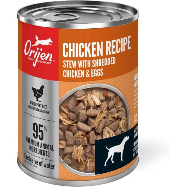 ORIJEN Chicken Recipe Stew with Shredded Chicken and Eggs Wet Dog Food WholePrey Ingredients 128oz Case of 12