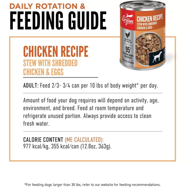 ORIJEN Chicken Recipe Stew with Shredded Chicken and Eggs Wet Dog Food WholePrey Ingredients 128oz Case of 12