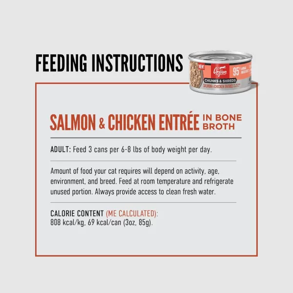 ORIJEN Chunks ampamp Shreds Wet Cat Food Salmon ampamp Chicken Entre case of 12