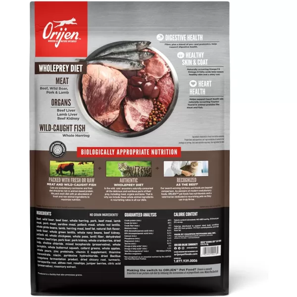ORIJEN Dry Kitten Food Grain Free Food for Kittens With WholePrey Ingredients 4lbRegional Red