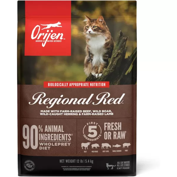 ORIJEN Dry Kitten Food Grain Free Food for Kittens With WholePrey Ingredients 4lbRegional Red