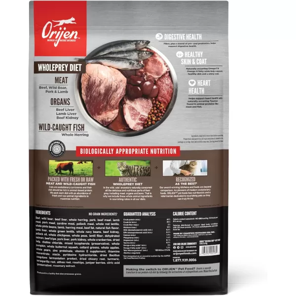 ORIJEN Dry Kitten Food Grain Free Food for Kittens With WholePrey Ingredients 4lbSix Fish