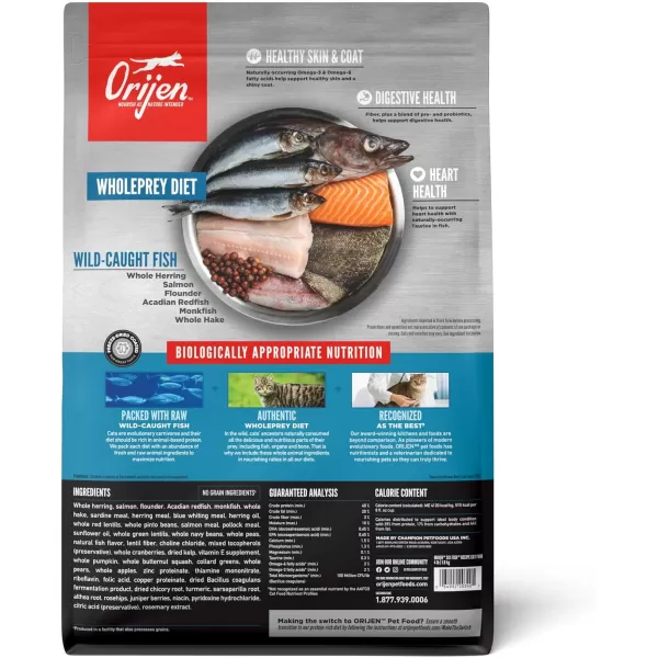 ORIJEN Dry Kitten Food Grain Free Food for Kittens With WholePrey Ingredients 4lbSix Fish