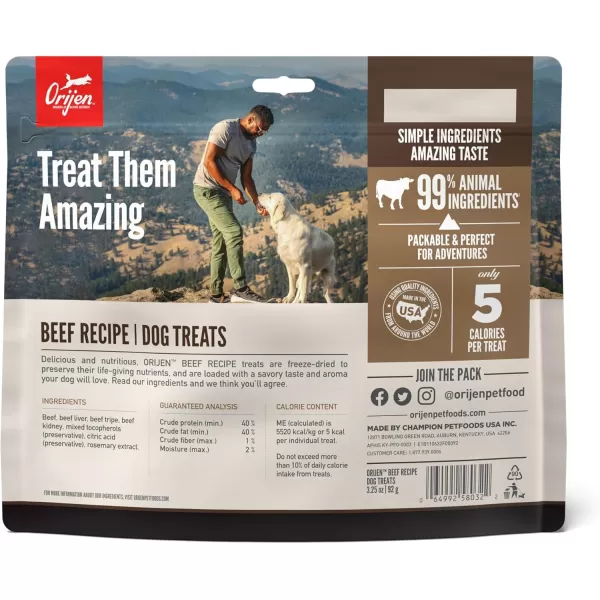 ORIJEN Freeze Dried Dog Treats Grain Free High Protein Raw Animal Ingredients RanchRaised Beef 325oz
