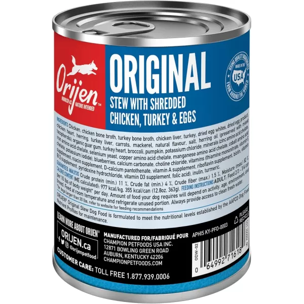 ORIJEN Puppy Poultry ampamp Fish Pate Recipe Wet Dog Food Pate Dog Food for Puppies WholePrey Ingredients 128oz Case of 12Original