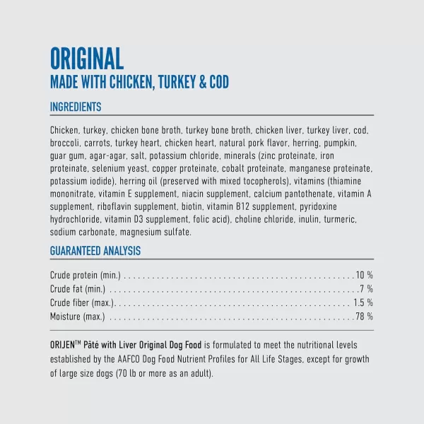 ORIJEN Puppy Poultry ampamp Fish Pate Recipe Wet Dog Food Pate Dog Food for Puppies WholePrey Ingredients 128oz Case of 12Original Pate