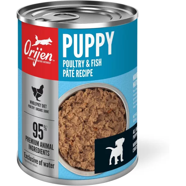 ORIJEN Puppy Poultry ampamp Fish Pate Recipe Wet Dog Food Pate Dog Food for Puppies WholePrey Ingredients 128oz Case of 12Puppy