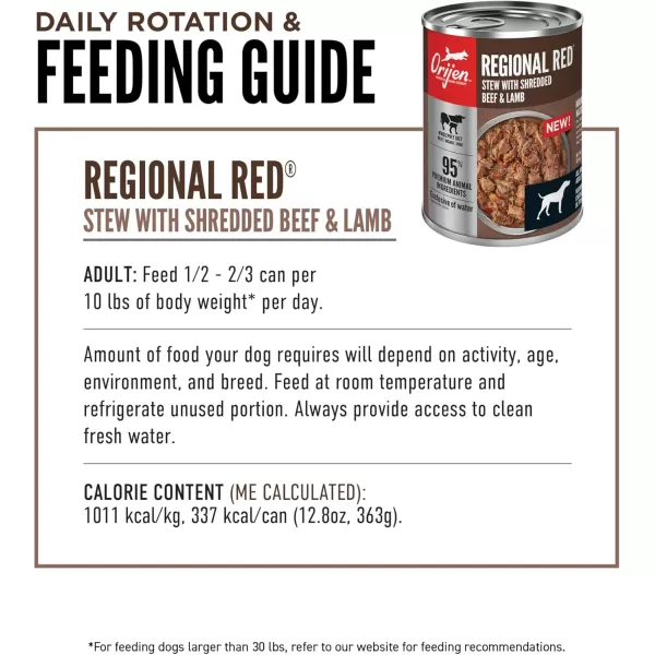 ORIJEN REGIONAL RED Stew Wet Dog Food WholePrey Ingredients 128oz Case of 12Wet Food