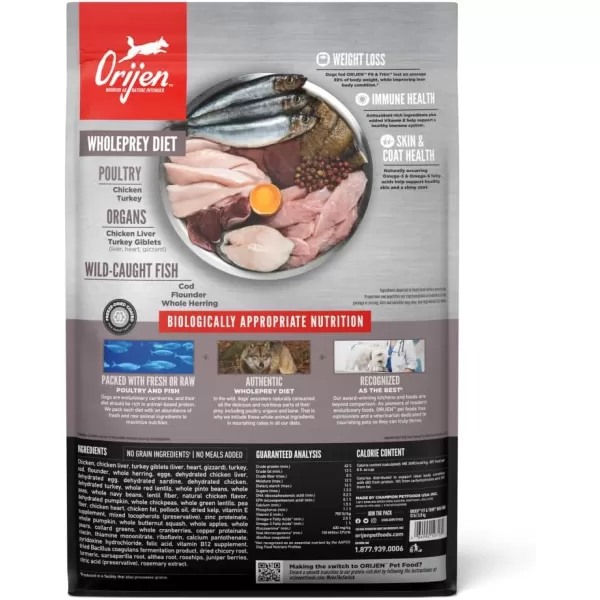 ORIJEN Senior Dry Dog Food Grain Free Dry Dog Food for Senior Dogs Fresh or Raw Ingredients 13lbFit  Trim