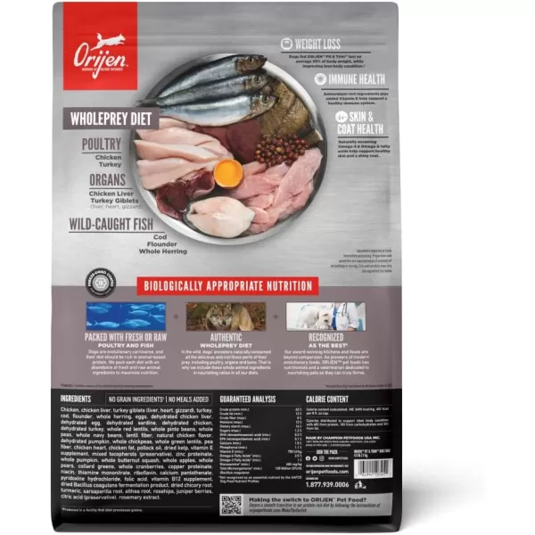 ORIJEN Senior Dry Dog Food Grain Free Dry Dog Food for Senior Dogs Fresh or Raw Ingredients 13lbFit  Trim