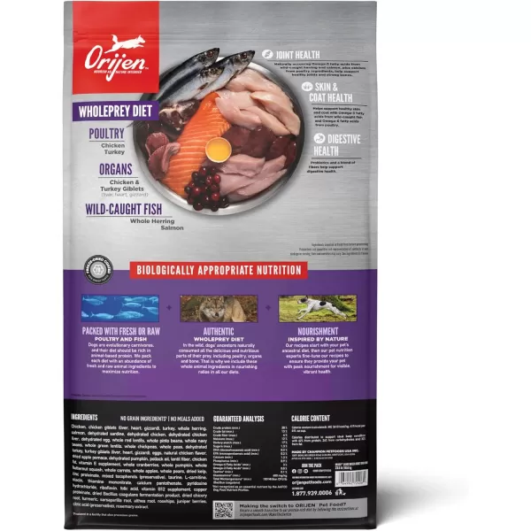 ORIJEN Senior Dry Dog Food Grain Free Dry Dog Food for Senior Dogs Fresh or Raw Ingredients 13lbLarge Breed Adult
