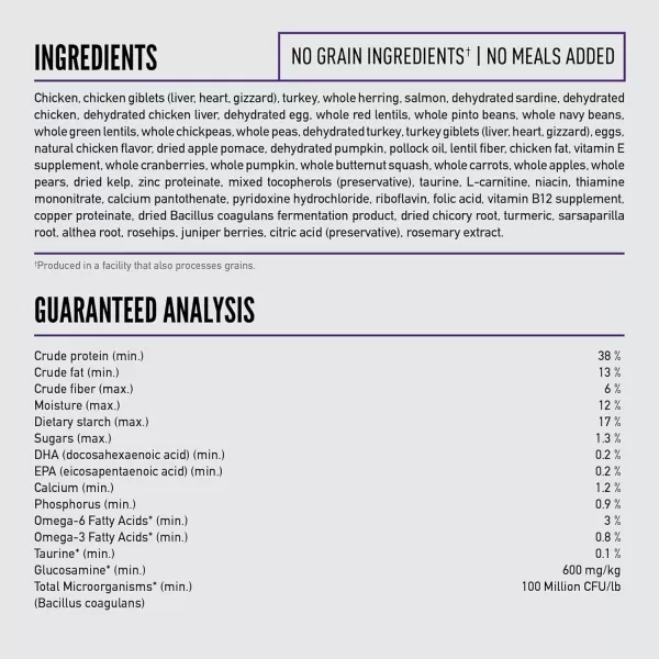 ORIJEN Senior Dry Dog Food Grain Free Dry Dog Food for Senior Dogs Fresh or Raw Ingredients 13lbLarge Breed Adult