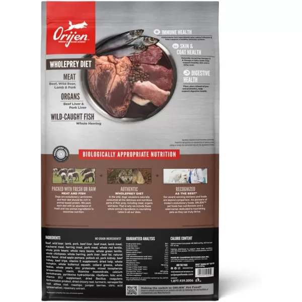 ORIJEN Senior Dry Dog Food Grain Free Dry Dog Food for Senior Dogs Fresh or Raw Ingredients 13lbRegional Red