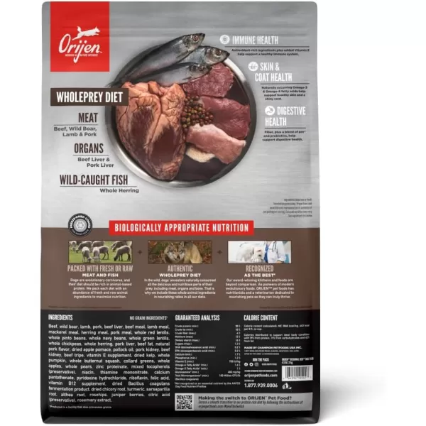 ORIJEN Senior Dry Dog Food Grain Free Dry Dog Food for Senior Dogs Fresh or Raw Ingredients 13lbRegional Red