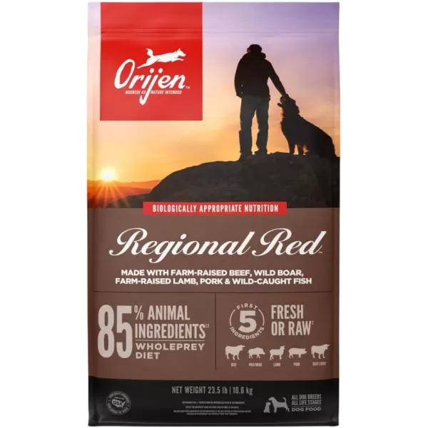 ORIJEN Senior Dry Dog Food Grain Free Dry Dog Food for Senior Dogs Fresh or Raw Ingredients 13lbRegional Red