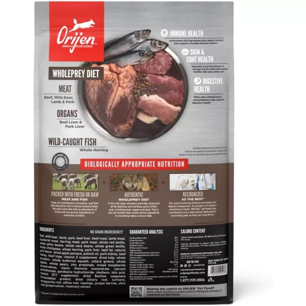 ORIJEN Senior Dry Dog Food Grain Free Dry Dog Food for Senior Dogs Fresh or Raw Ingredients 13lbRegional Red