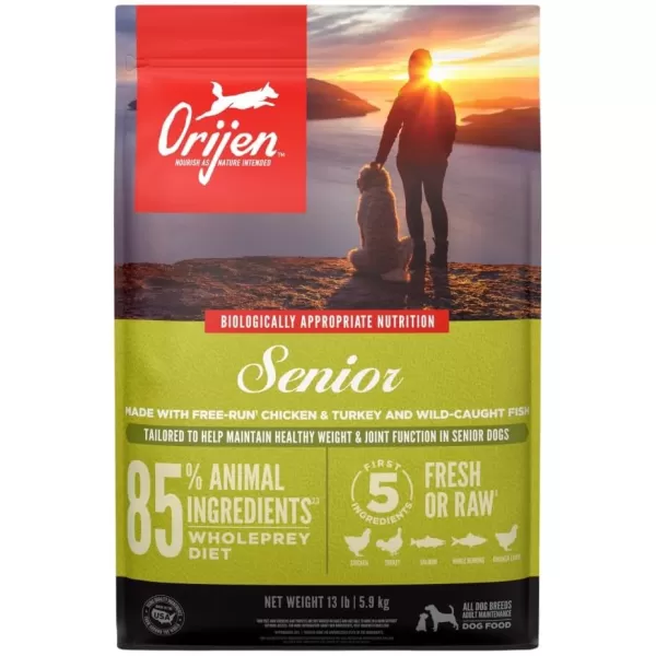 ORIJEN Senior Dry Dog Food Grain Free Dry Dog Food for Senior Dogs Fresh or Raw Ingredients 13lbSenior