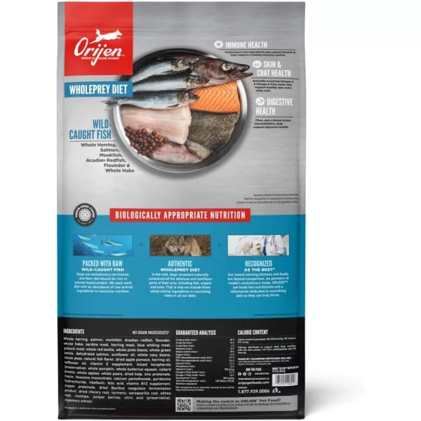 ORIJEN Senior Dry Dog Food Grain Free Dry Dog Food for Senior Dogs Fresh or Raw Ingredients 13lbSix Fish