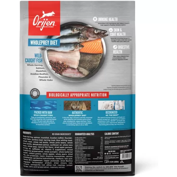 ORIJEN Senior Dry Dog Food Grain Free Dry Dog Food for Senior Dogs Fresh or Raw Ingredients 13lbSix Fish